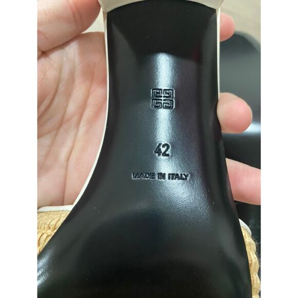 Givenchy Sandal Raffia 4G Block Heel Leather Mules Ivory Tan - Picture 8 of 11